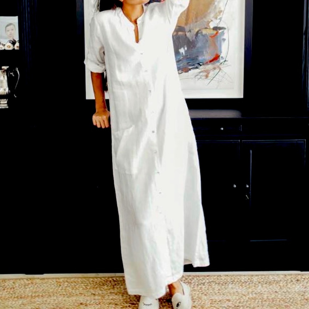 Lanhtropy linen St Tropez Caftan dress madewell
